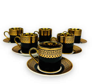 Bavary Кавовий сервіз Luxus Gold Espressotassen 12 TLG für 6 Personen Tassen + Untertassen, 6 Personen, Kaffeetassen, Kaffeebecher, Tassen und Untertassen, Porzellan