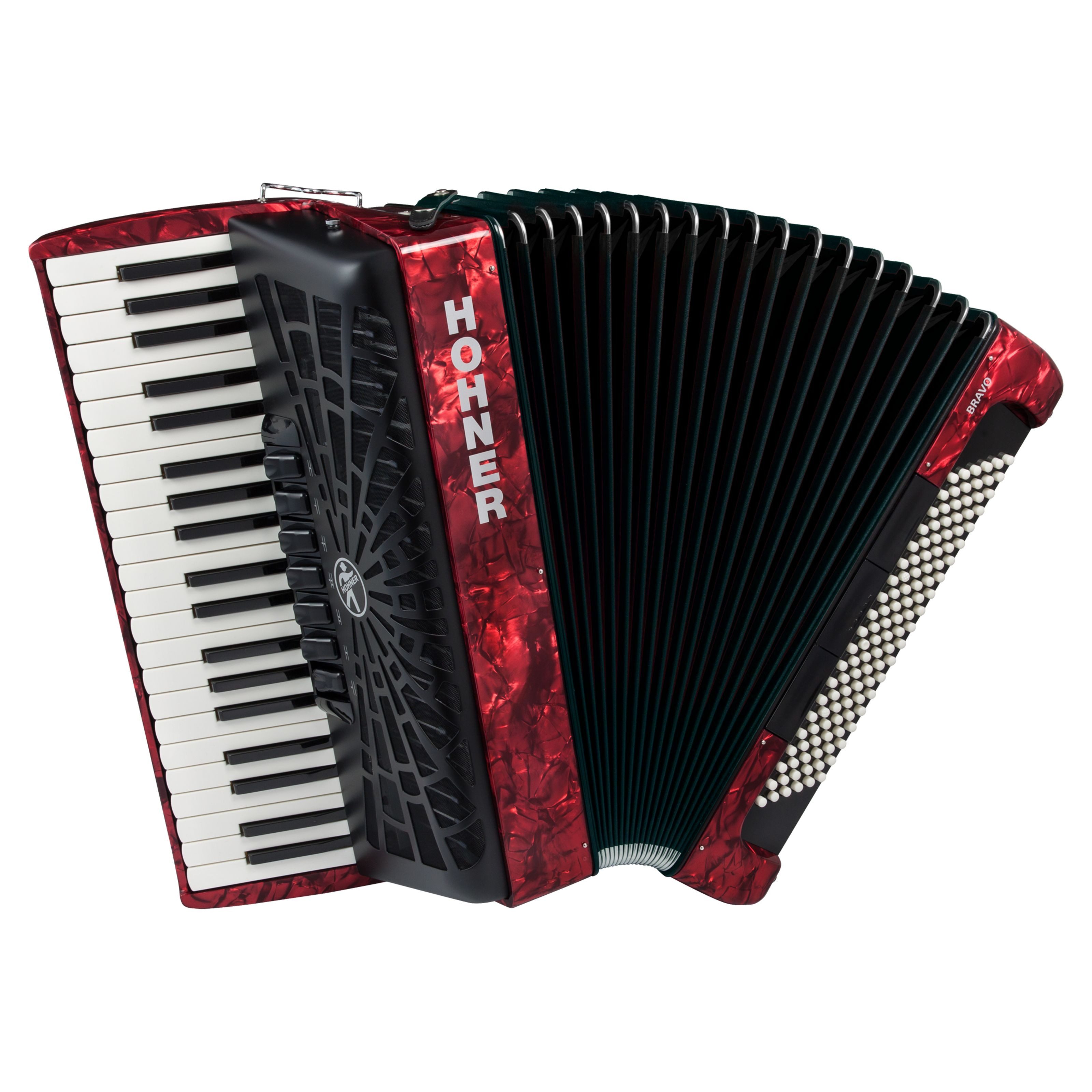 Hohner Knopf-Akkordeon (Akkordeons, Akustische Akkordeons), Bravo III 120 red silent key - Akkordeon