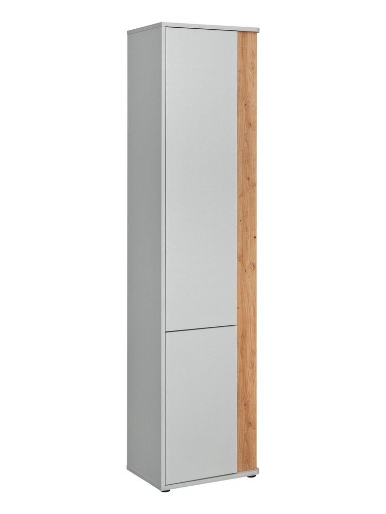 Stylefy Stauraumschrank Artemisia SS1 Hellgrau Eiche (Schrank, Standschrank) mit 6 Fächer und 5 Einlegeböden, Design Modern, variabel stellbar, aus Holzwerkstoff, mit viel Stauraum