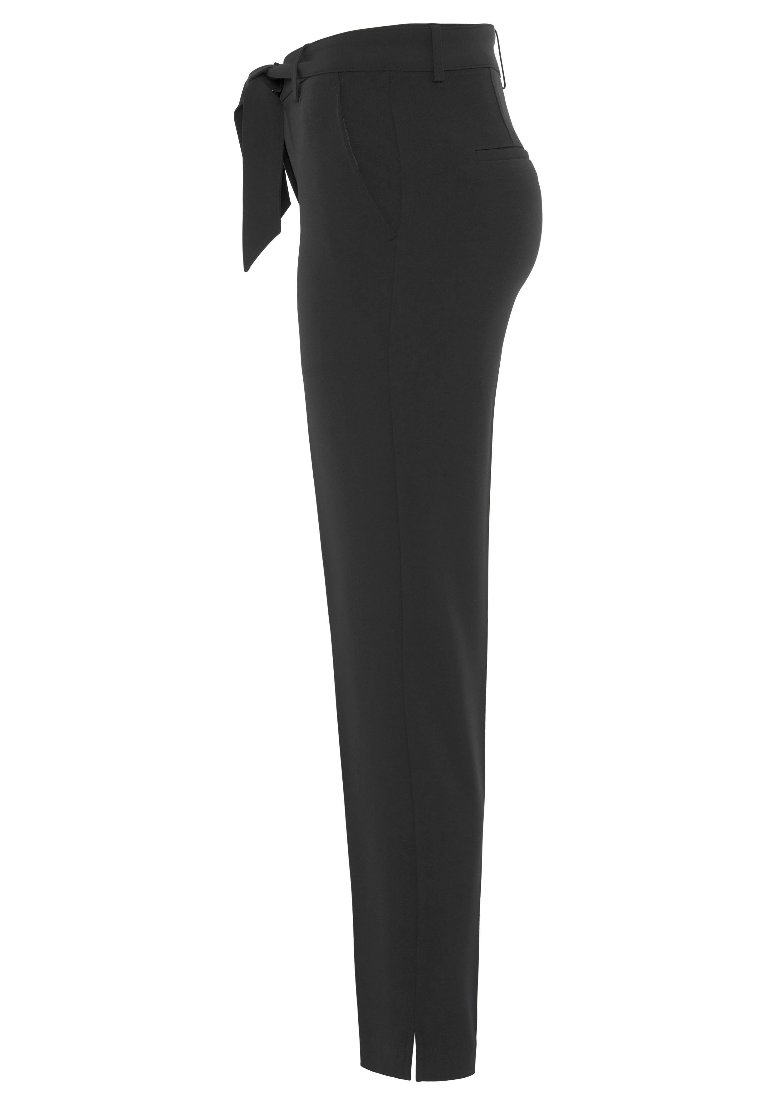 HECHTER PARIS mit Bindegürtel Anzughose 2-tlg., (Set, schwarz Bindegürtel) mit