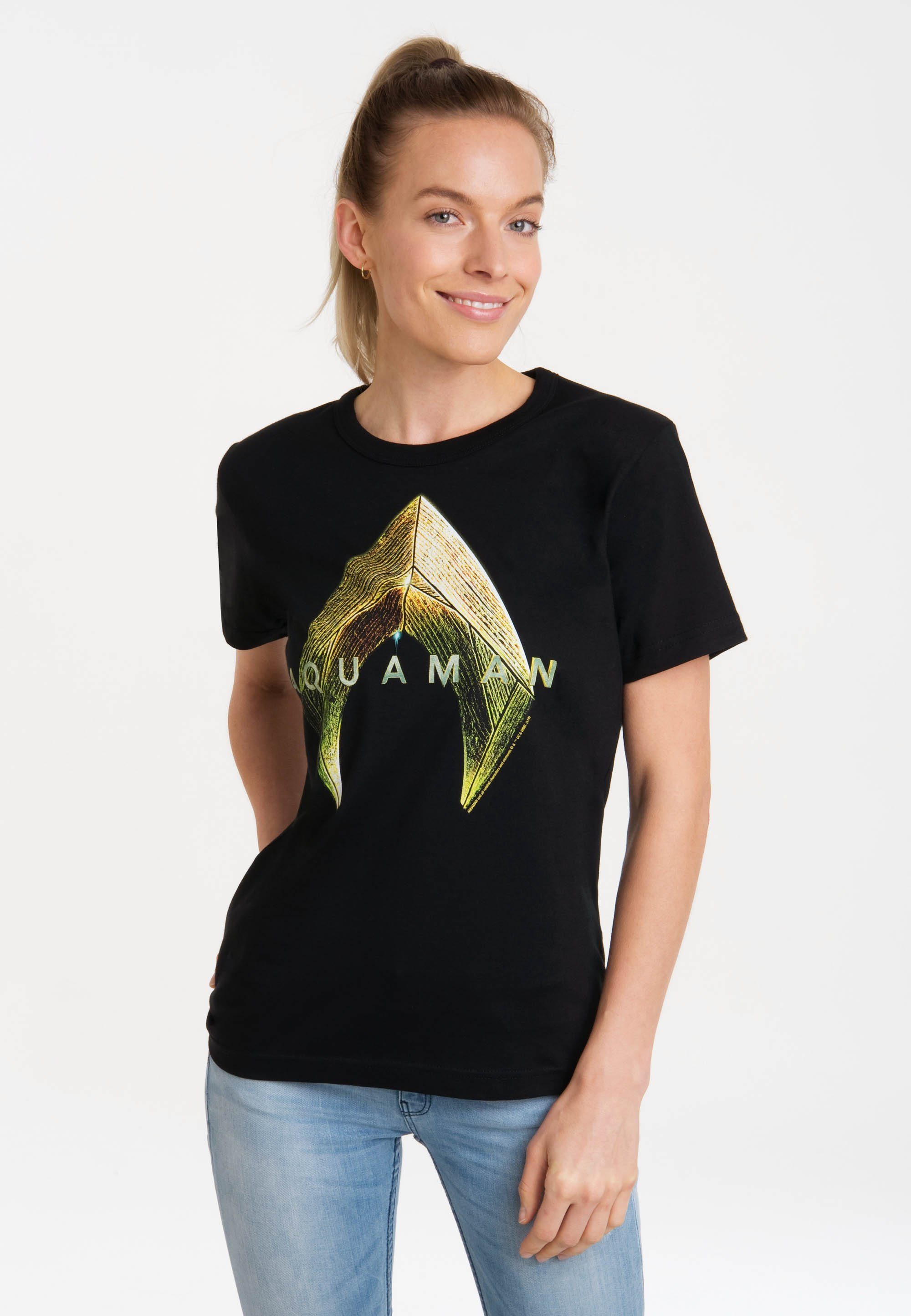 LOGOSHIRT T-Shirt DC Comics - Aquaman Logo mit lizenziertem Print | T-Shirts