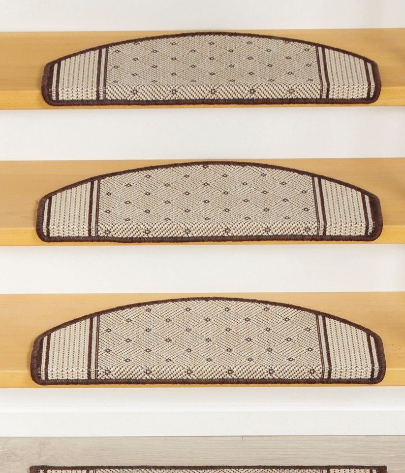 Stufenmatte Stufenmatten modern Design, 5 Stück, braun, Peyer Syntex, halbrund, Höhe: 3.5 mm, Flachgewebe, Indoor & Outdoor, mit Bordüre, gepunktet, für Garderobe, Diele, Flurbereich