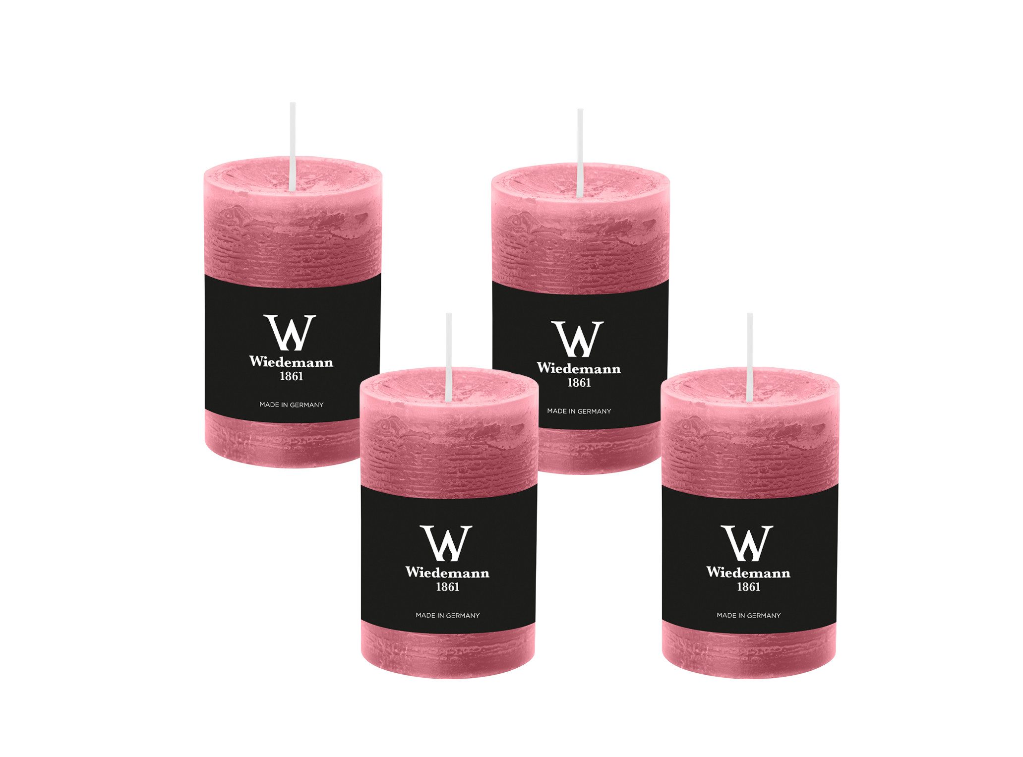 Wiedemann Kerzen Rustic-Kerze Rustik Marble Kerzen (durchgefärbt) Altrosa 100 x 68 mm, 4er Set