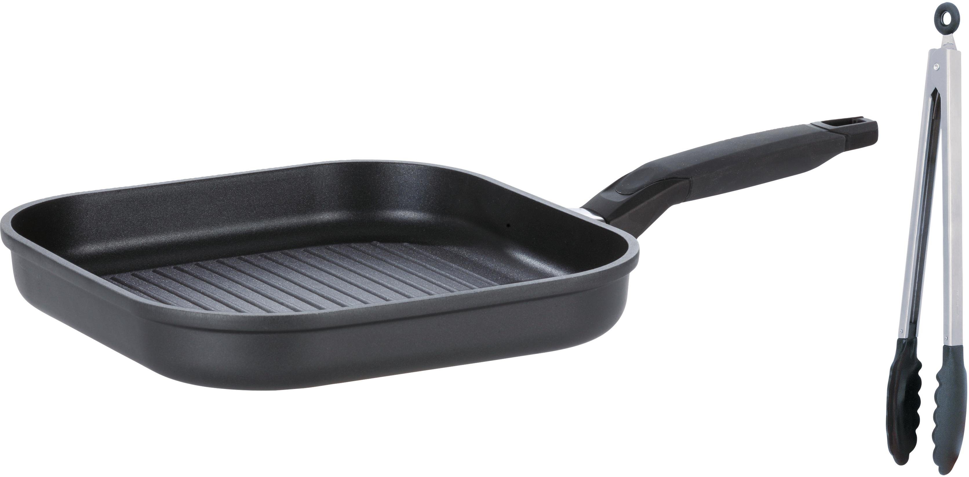 Grillpfanne »SilicoGuss noir«, Aluminiumguss, 24x24 cm, incl. Multizange, Induktion Grillpfanne »SilicoGuss noir«, Aluminiumguss, 24x24 cm, incl. Multizange, Induktion