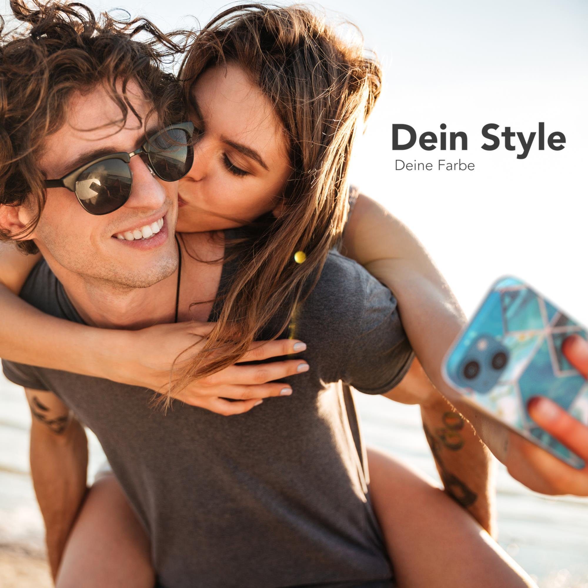 EAZY CASE Handyhülle IMD Motiv Cover für Apple iPhone 13 Mini 5,4 Zoll, Etui Silikonhülle Dünn Design Ultra Case kratzfest Marmor Blau Grün