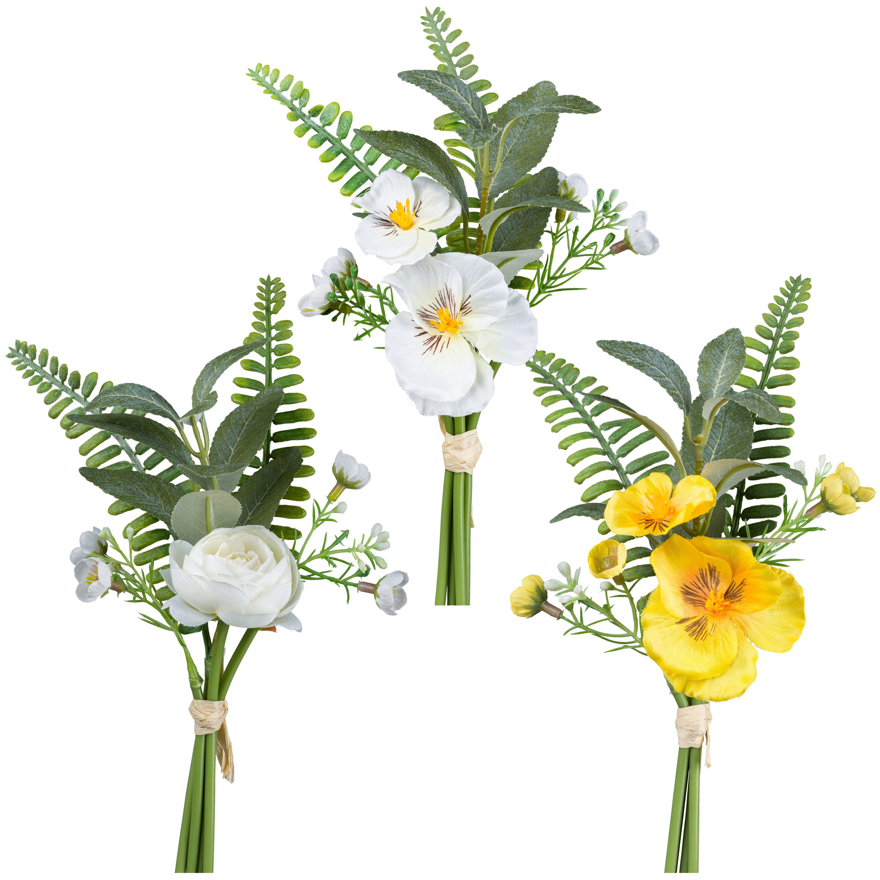Kunstblumenstrauß Mix aus Stiefmütterchen und Ranunkel, günstig online kaufen