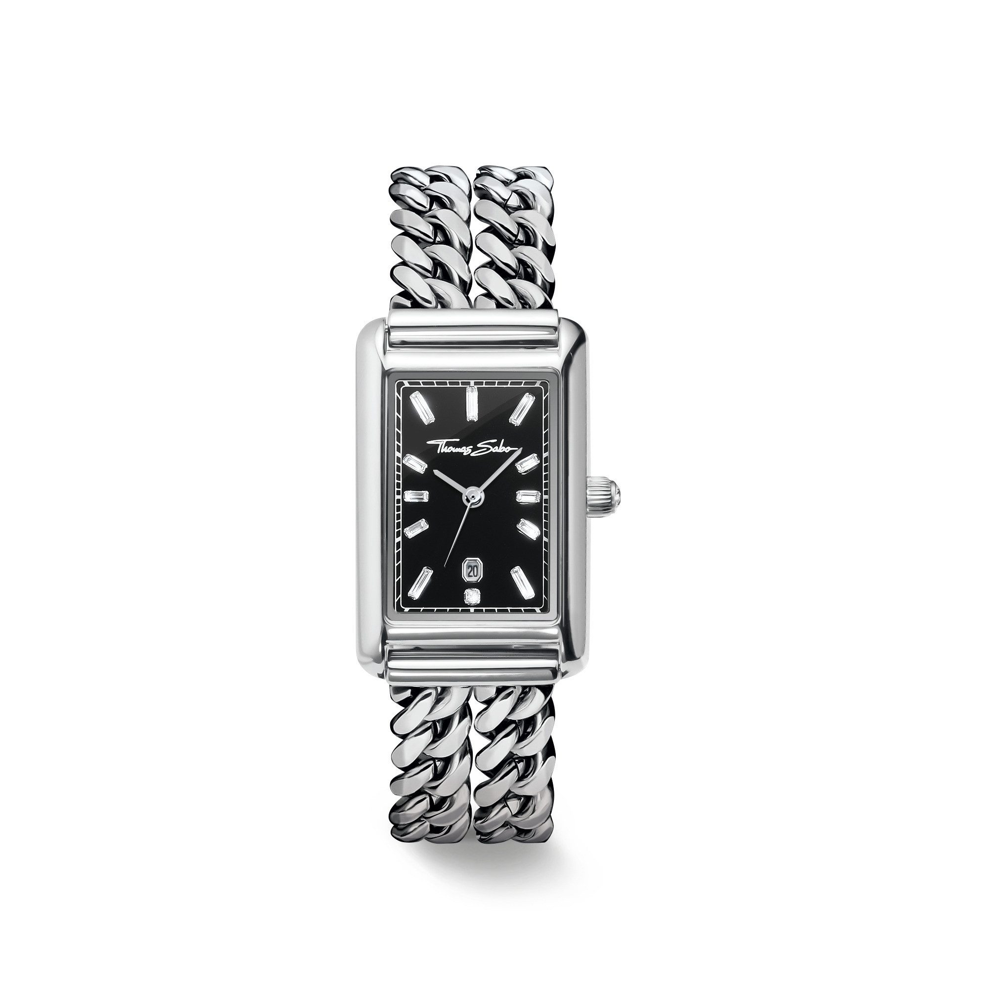 THOMAS SABO Quarzuhr Bold Elegance WA0453-201-203-22 mm, Armbanduhr, Damenuhr, Edelstahlarmband, analog, Tag, Zirkonia (synth)