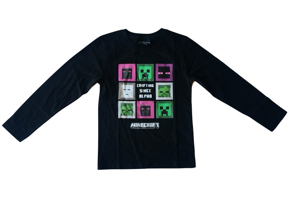 Minecraft Langarmshirt Minecraft Langarmshirt Shirt Creeper schwarz in verschiedenen Größen