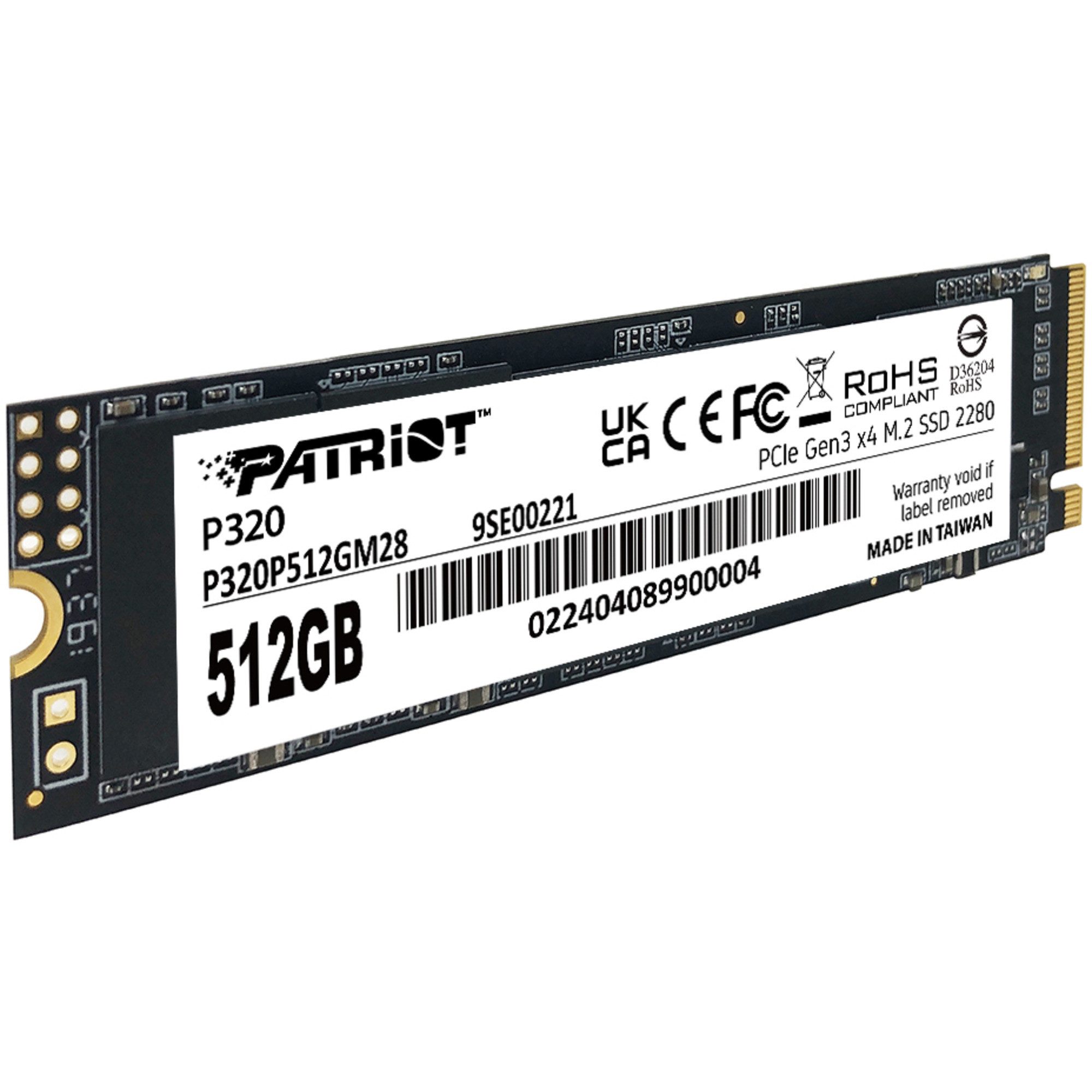 Patriot Patriot P320 512 GB, SSD, (PCIe 3.0 x4, NVMe 1.3, SSD-Festplatte (512 GB) 2.5"