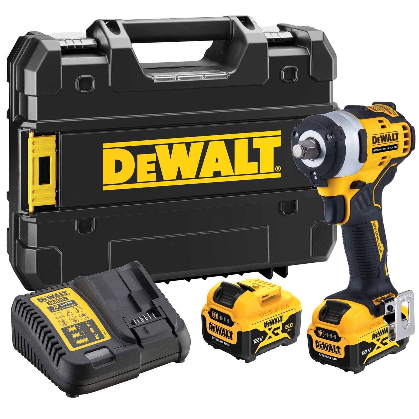 DeWalt Schlagschrauber DeWALT Akku-Schlagschrauber DCF901P2 1/2" 12V + Akkus, Ladegerät & Box, 1 Nm, (Set)