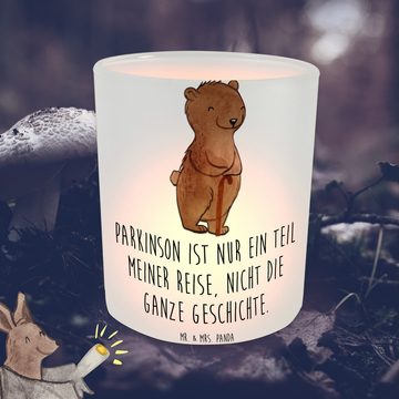 Mr. & Mrs. Panda Windlicht Bär Parkinson - Transparent - Geschenk, Windlicht Kerze, Kerzenglas, (1 St), Hochwertiges Material