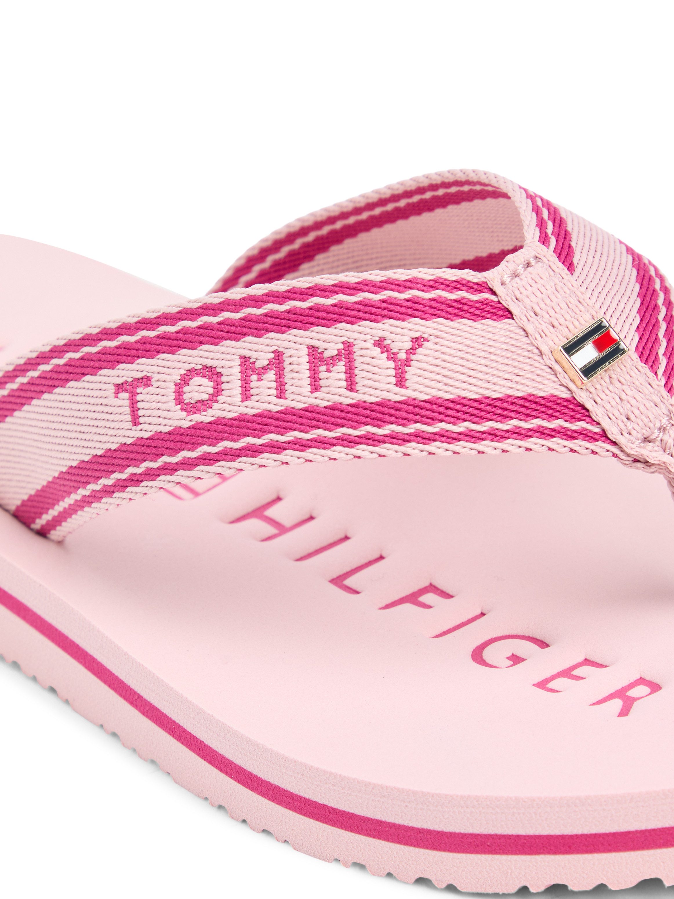 Tommy Hilfiger TH WEBBING SUMMER SANDAL Zehentrenner Sommerschuh, Strandschuh, Dianette mit Streifen und Logoschriftzug