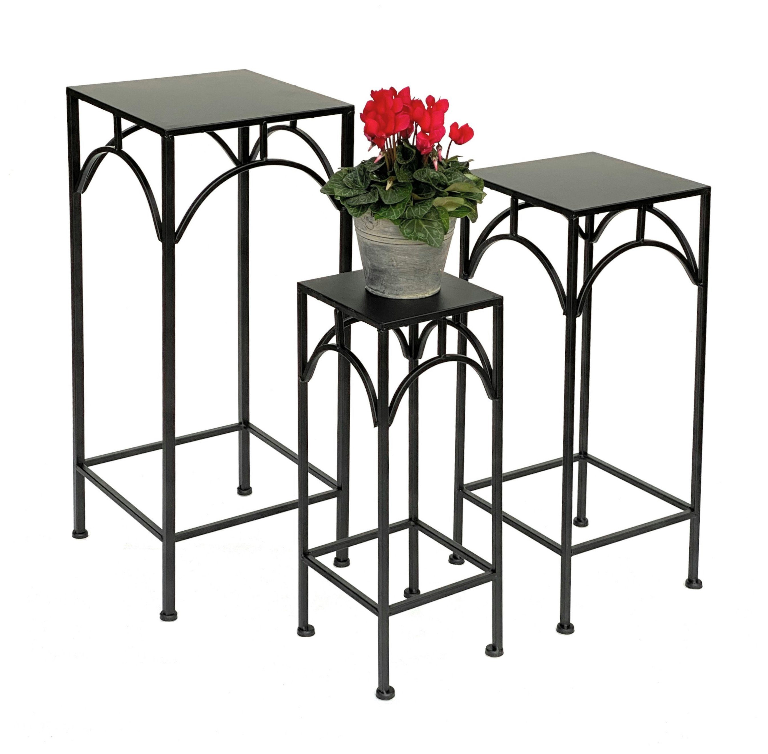 Blumenhocker Metall Schwarz Eckig 50 - 70 cm Blumenständer 96132 3er Set