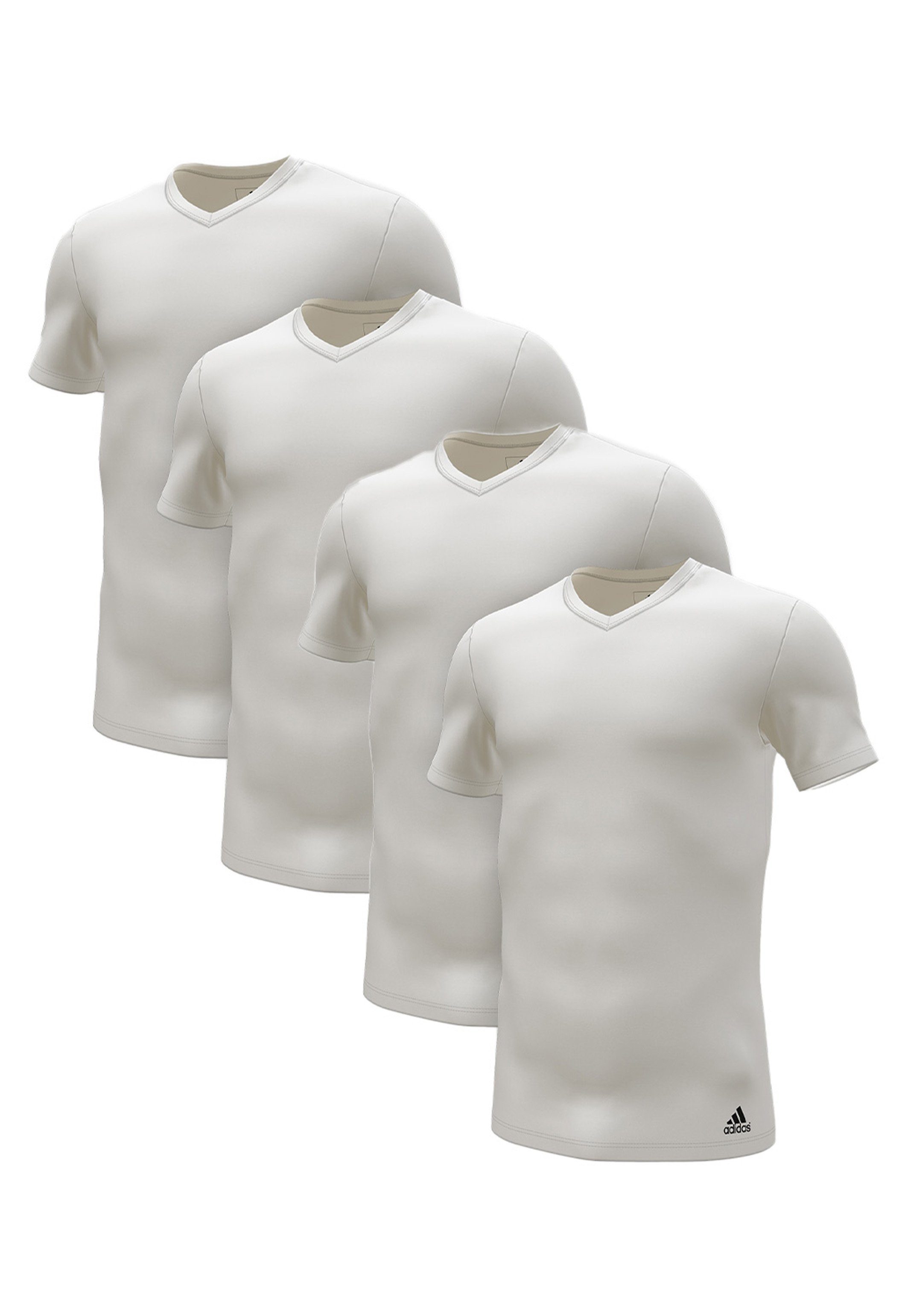 adidas Sportswear Unterhemd 4er Pack Active Flex Cotton 3 Stripes (Spar-Set, 4-St) Unterhemd / Shirt Kurzarm - Baumwolle - Weiß | Unterhemden