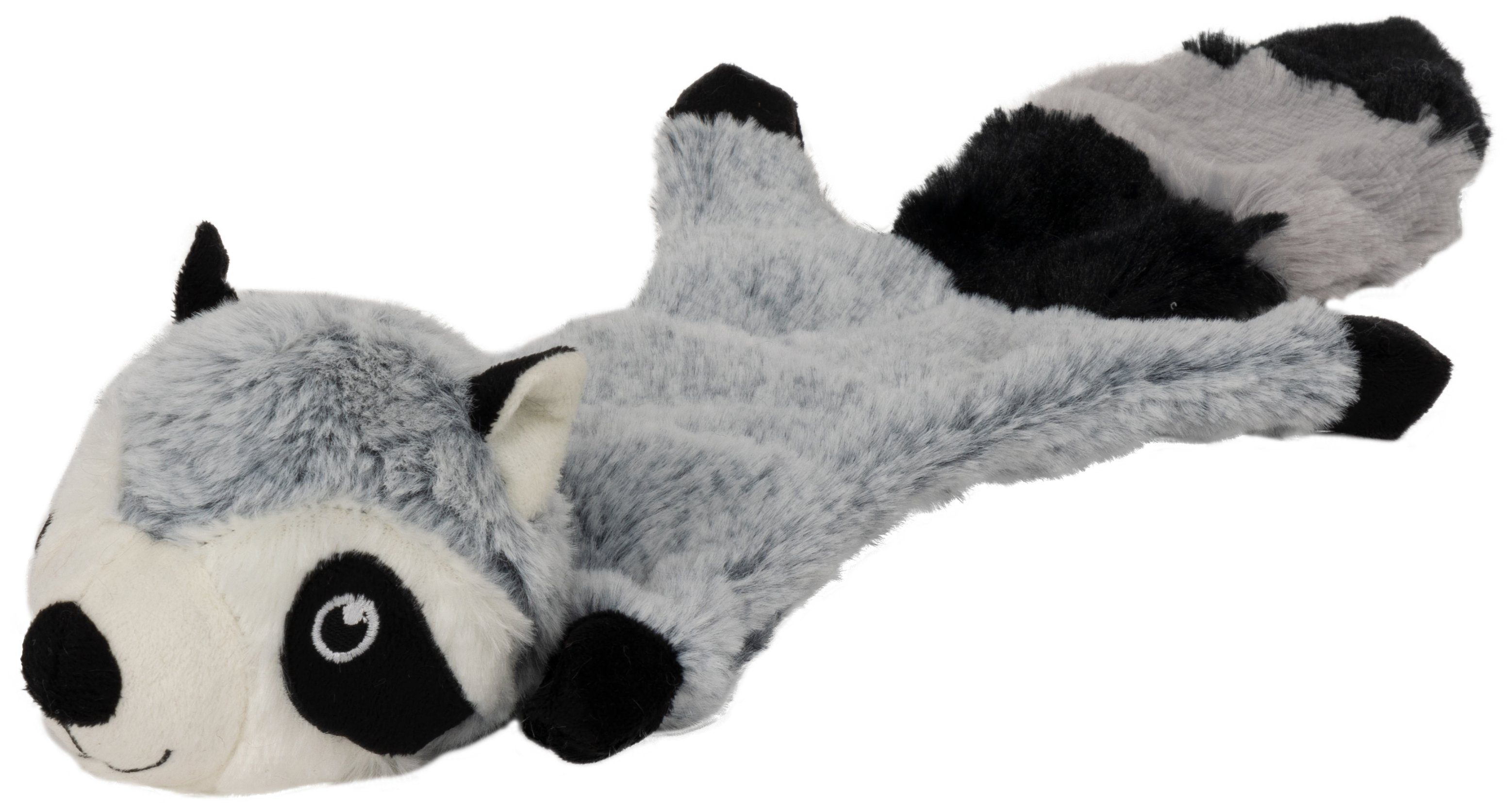 Dehner Tier-Beschäftigungsspielzeug Flat Racoon mit Quietscher, Länge 46 cm, Polyester, robustes Trainingsspielzeug für Hunde
