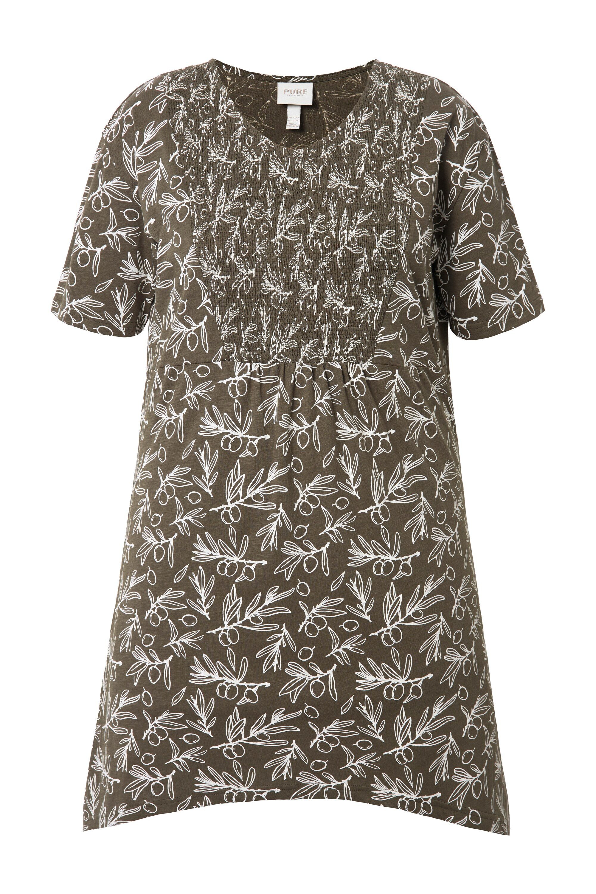 Ulla Popken Longshirt Longshirt A-Linie V-Ausschnitt Halbarm günstig online kaufen