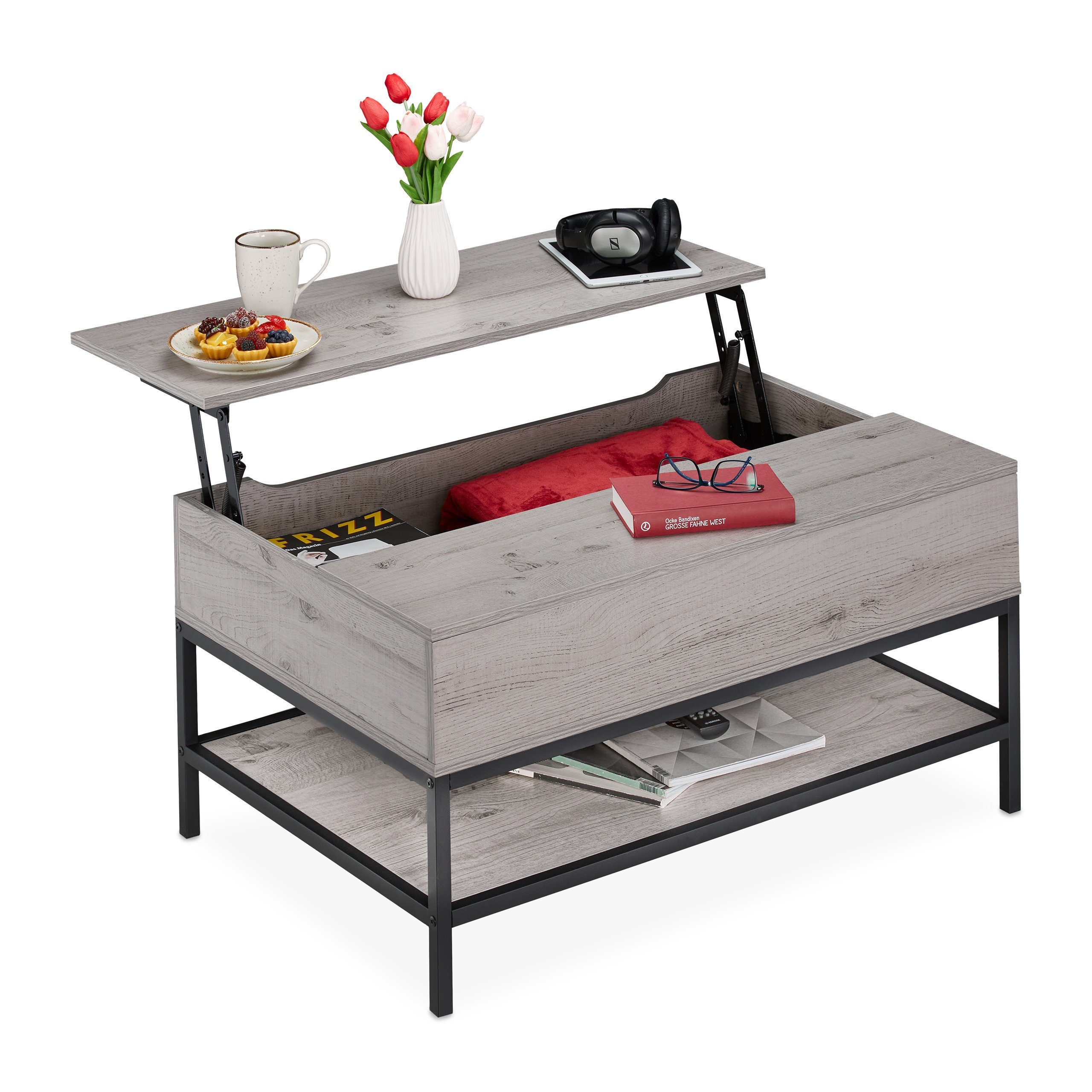 relaxdays Couchtisch Aufklappbarer Couchtisch günstig online kaufen