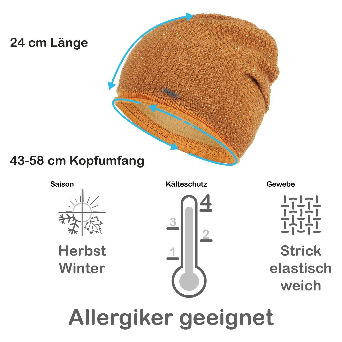 Faera Strickmütze Wintermütze Damen Mütze Beanie Haube gefüttert Strickmütze Damenmütze