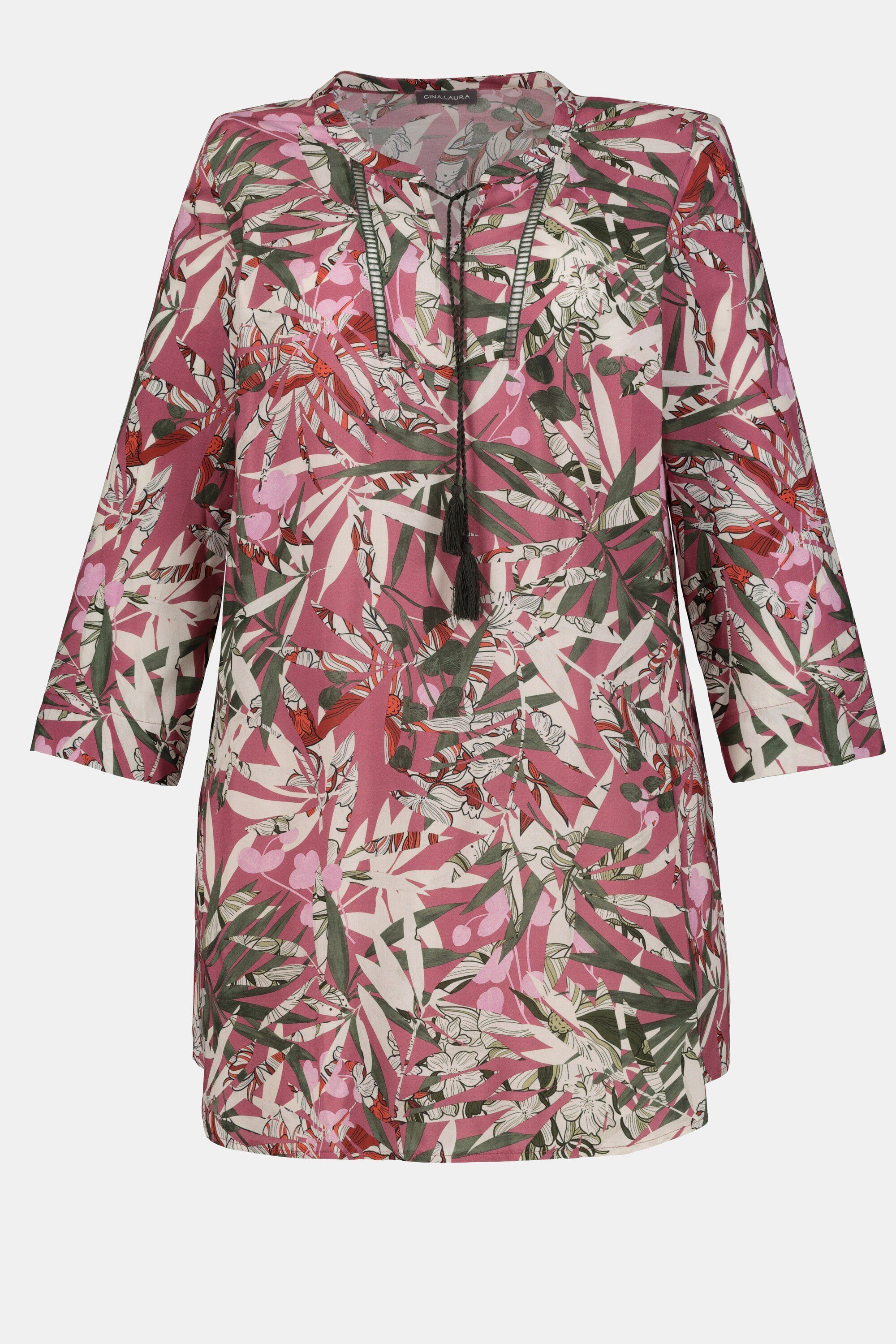 Gina Laura Tunika Tunika Dschungelmuster Ausschnittband 3/4-Arm