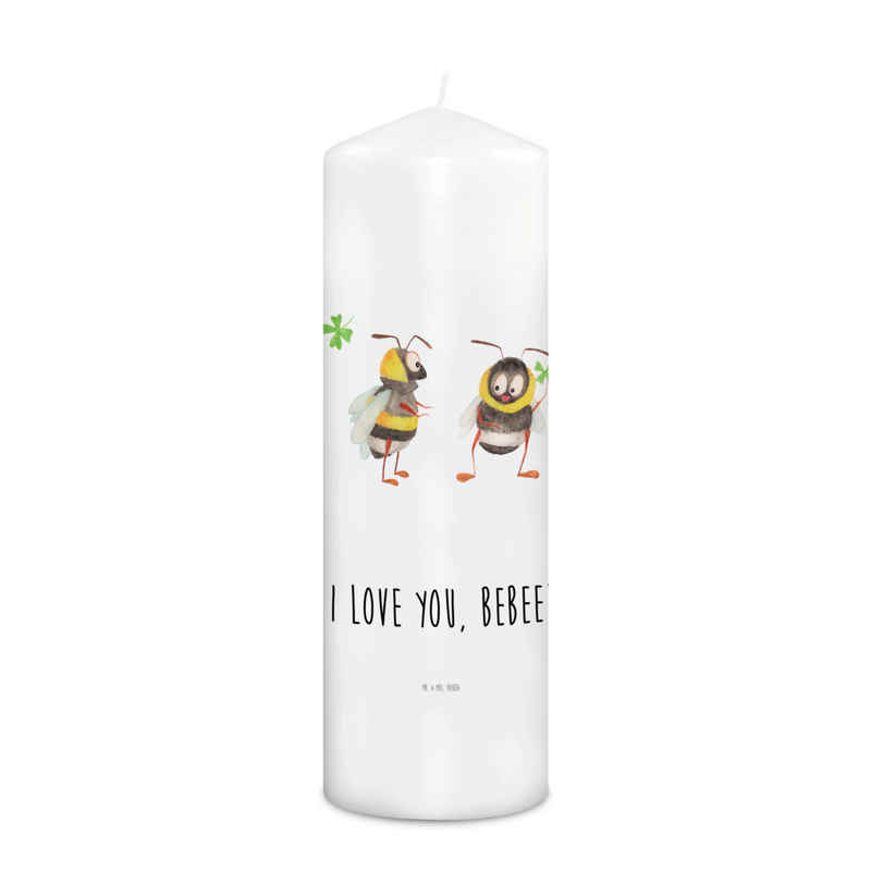 Mr. & Mrs. Panda Formkerze 29 x 8 cm XL Bienen Paar - Weiß - Geschenk, Geburtstagskerze, für Ehe (1-tlg), Warmes Licht