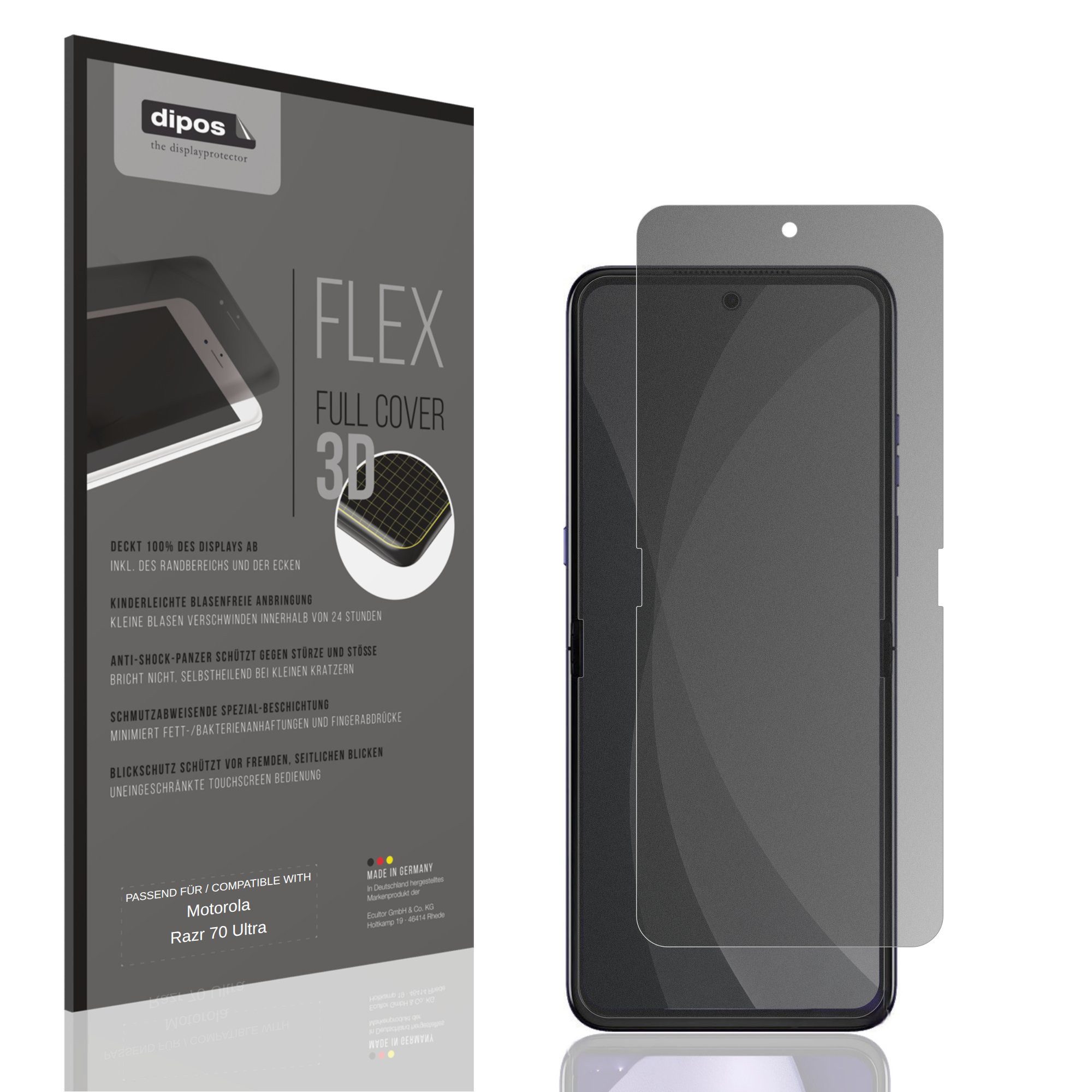 dipos Displayschutzfolie Schutzfolie für Motorola Razr 70 Ultra Innenseite, 1 Stück, Displayschutz Schutz Folie Made in Germany