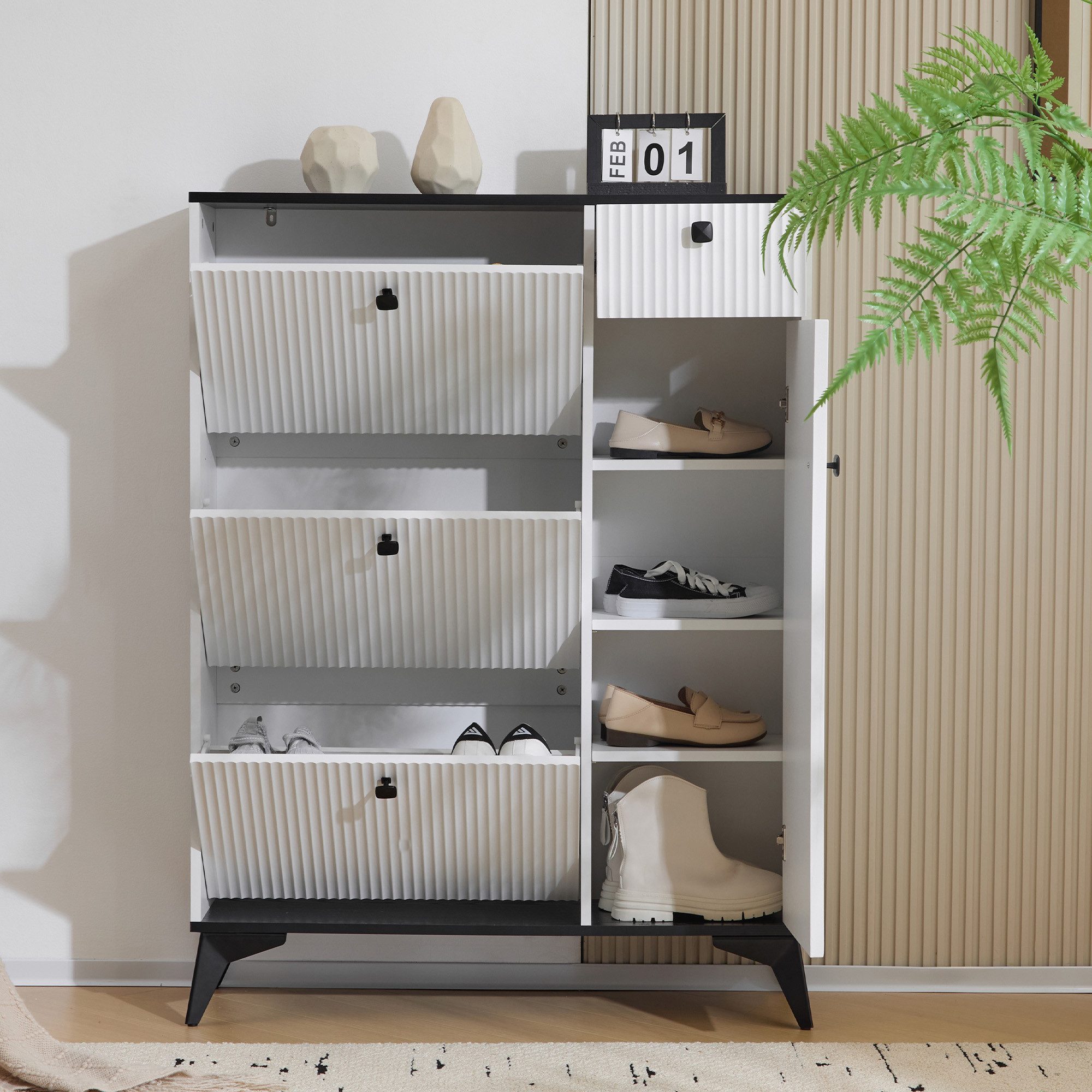 Flieks Schuhschrank mit 3 Klappen, 1 Schublade und 1 Tür (1-St., ca 10 Paar günstig online kaufen