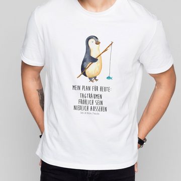 Mr. & Mrs. Panda T-Shirt Pinguin Angler - Weiß - Geschenk, Junggesellenabschied, Shirt, Neusta (1-tlg)