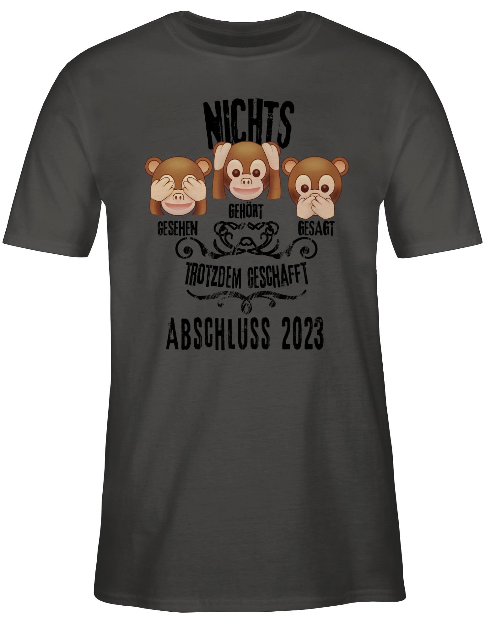 2024 & 3 Geschenk Abschluss T-Shirt Shirtracer Affen ABSCHLUSS 1 2023 Dunkelgrau Emoticons Abitur