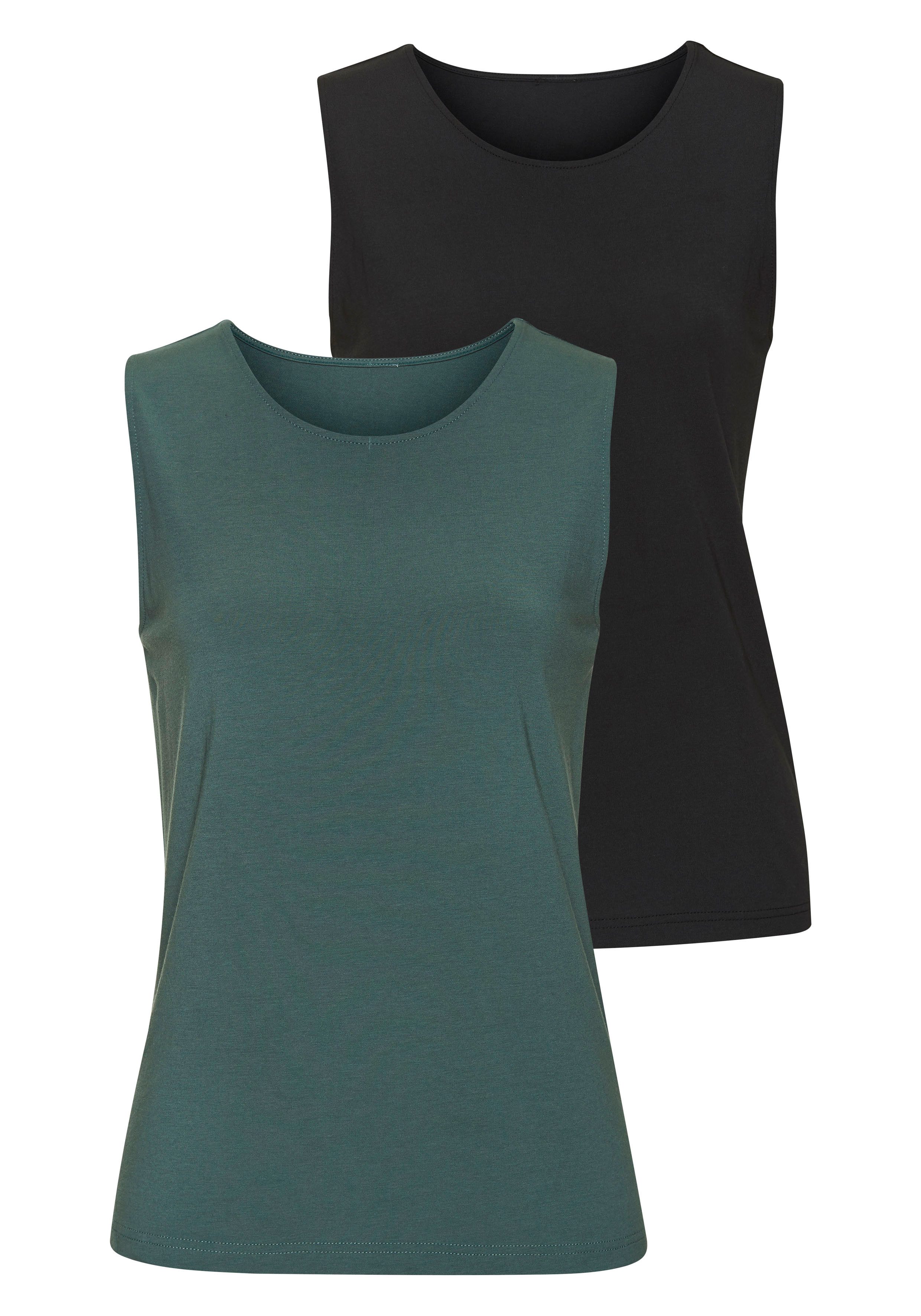 LASCANA Tanktop "aus elastischer Baumwoll-Modal-Qualität" 2er-Pack günstig online kaufen