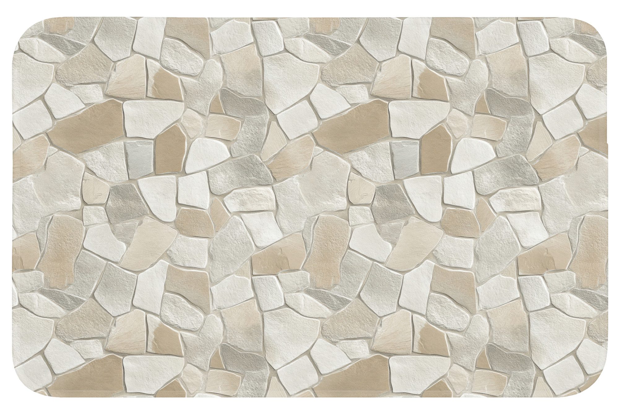 OnlyWow Badematte Mosaik - Steine - Beige, Höhe 10 mm, Polyester, Rechteckig, Badezimmerteppich, Badteppich, Rutschfest, Duschvorleger, Duschmatte