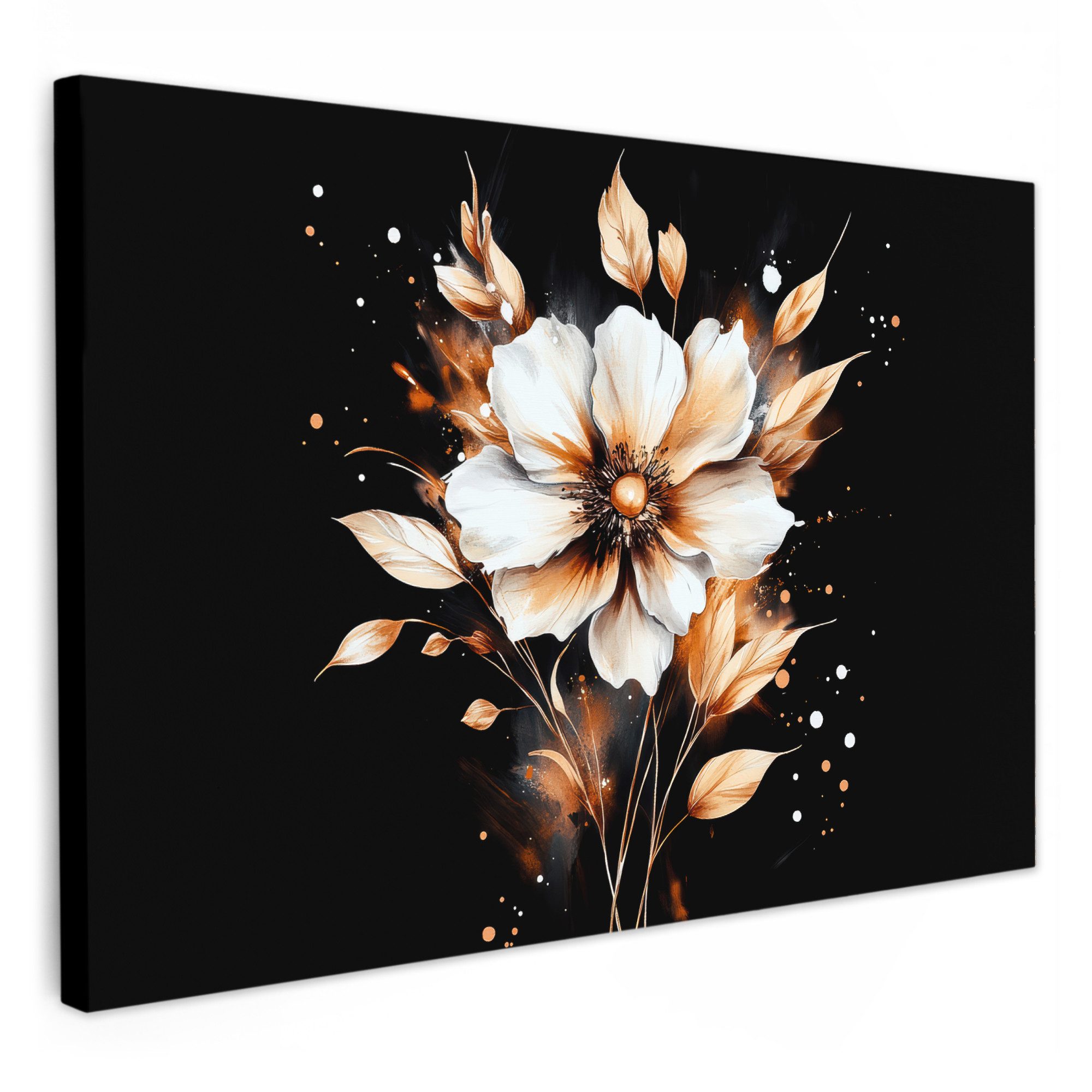 OneMillionCanvasses® Leinwandbild Blume - Farbe - Gold - Graffiti - Modern, günstig online kaufen
