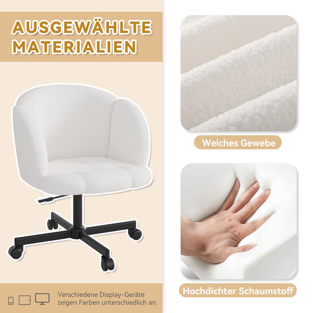 BBWL Drehstuhl Schreibtischstuhl Teddy beige höhenverstellbar, mit 360° Drehfunktion, komfortabler Büro- und für Zuhause