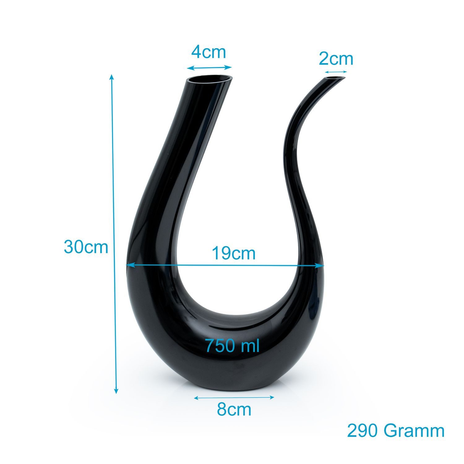 Intirilife Dekanter, (1-tlg., 1x Dekanter), Wein Dekanter U-Form Glas Weinkaraffe Rotwein Dekantierer Weinbelüfter