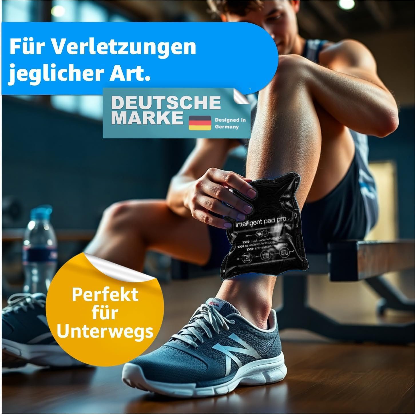 Sportyfits® Kalt-Warm-Kompresse Kühlpad Gelkissen schwarz für Kühlbox Kühlschrank Kühltasche, 3er Set 2-tlg., 3x 15cm x 15cm, Mikrowelle geeignet / Wiederverwendbar