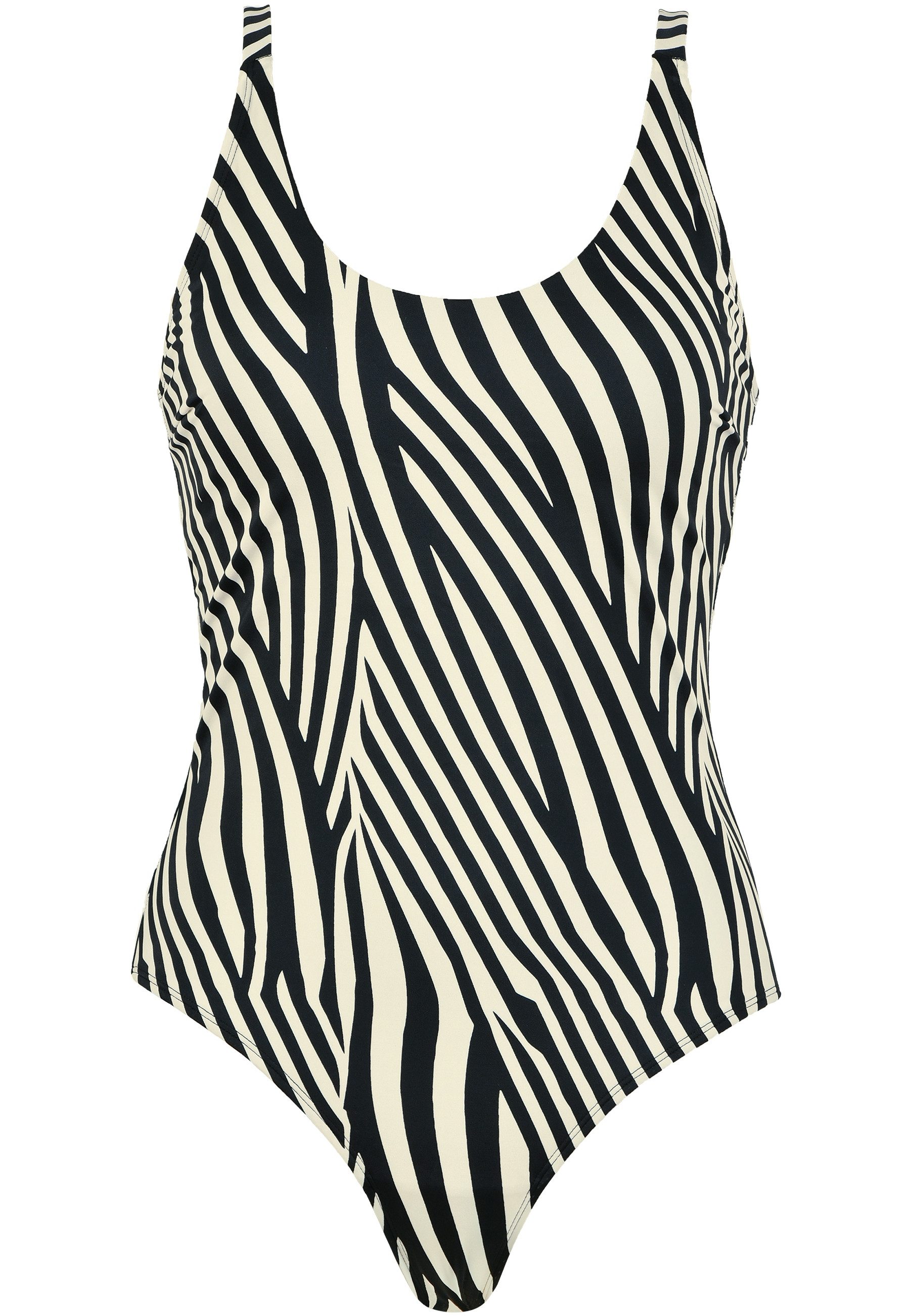 Naturana Badeanzug Riviera Zebra-Print, Rundhalsausschnitt, gemustert, bequem
