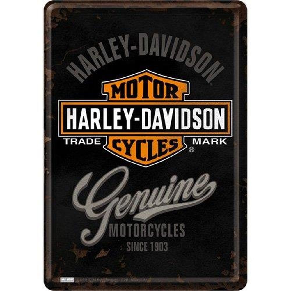 Nostalgic-Art Metallschild Blechpostkarte - Harley-Davidson - Genuine Logo