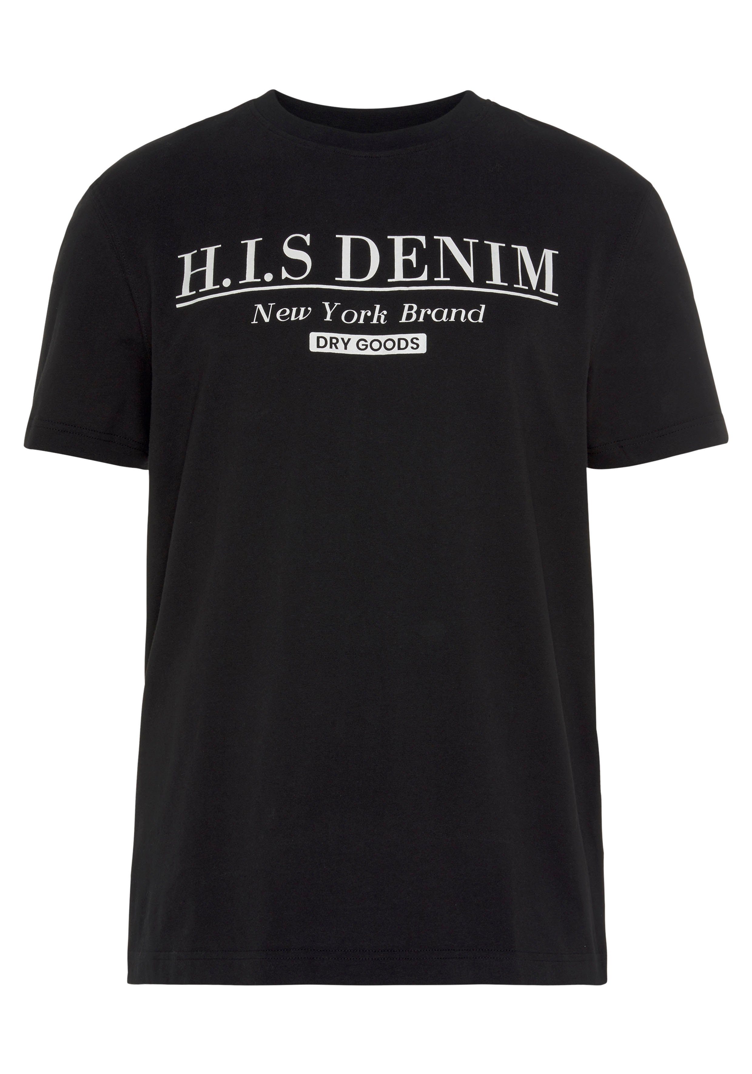 H.I.S T-Shirt mit schwarz Logo-Print vorne