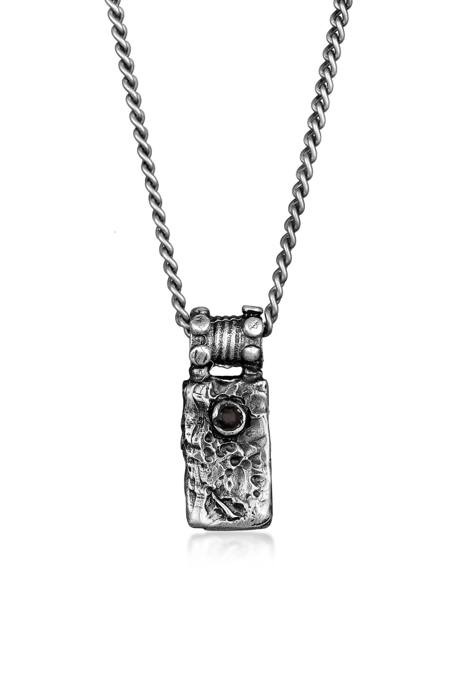HAZE & GLORY Kette mit Anhänger Diamant - Black Diamond Shield 925 Silber