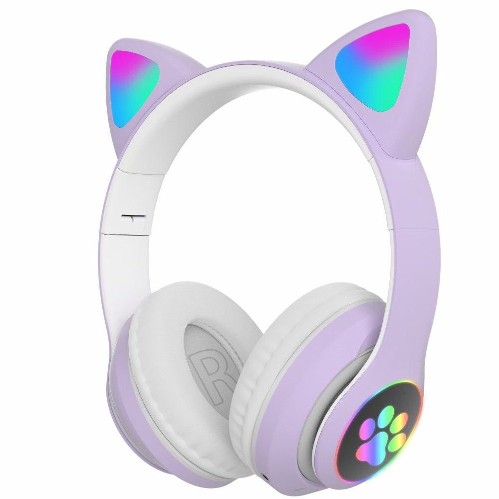 Mmgoqqt Cat Ear Kopfhörer, Wireless Gaming Headset, Bluetooth Headset für  Smartphone, Einziehbares Mikrofon, Nette Katze Ohr Headset für Mädchen  Kopfhörer