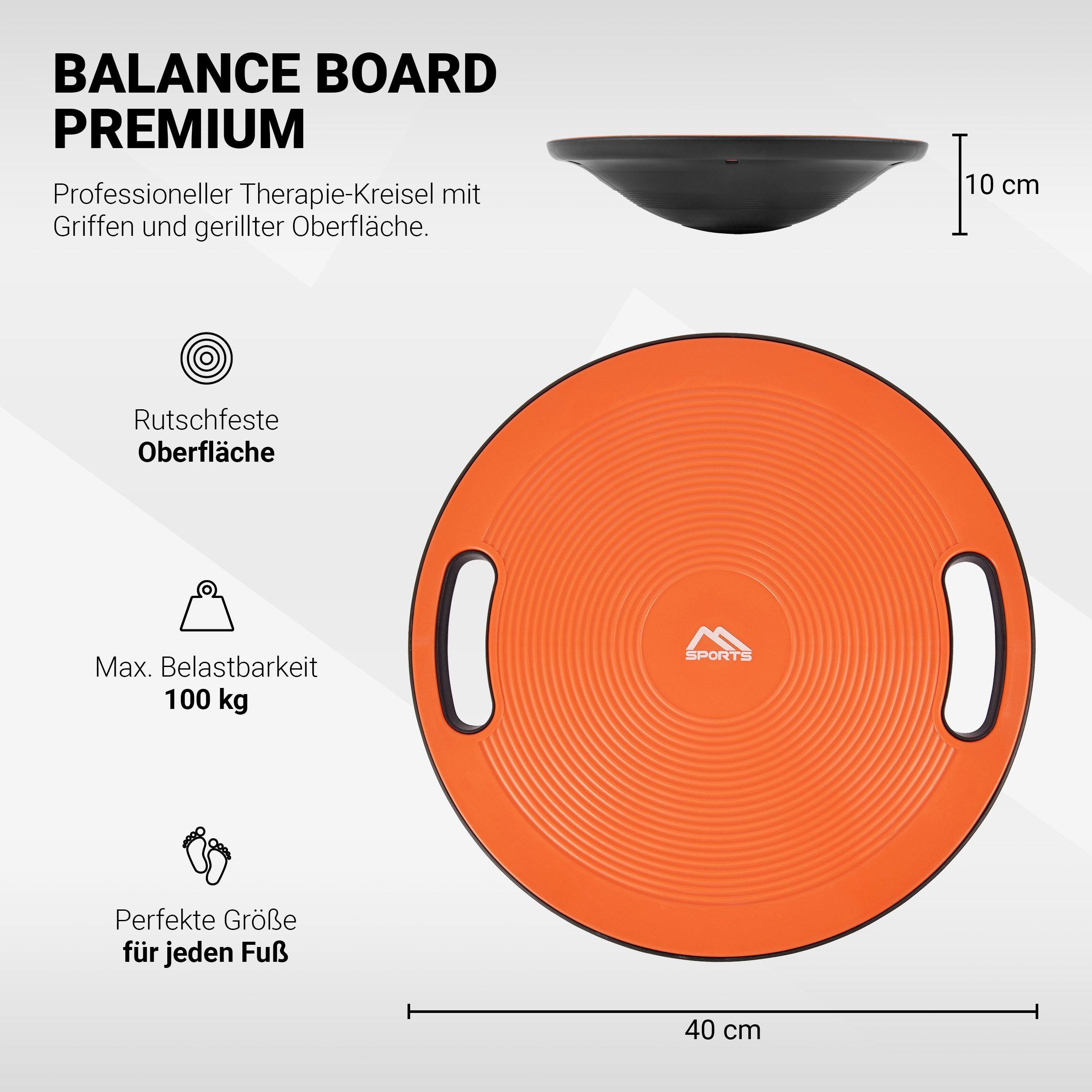 MSports® Stabilisations-Therapiegerät MSPORTS Balance Board Premium 40 cm Durchmesser inkl. Übungsposter