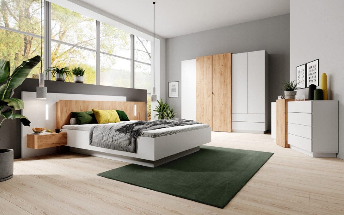 ROYAL24_MARKT Schlafzimmer-Set - Harmonische Gestaltung für erholsame Nächte, (Komplett Set, 3-St., Premium - SUZI), Zeitgemäßes Design - Stilvolle Beleuchtung - Perfekte Qualität.