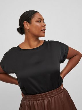 Vila T-Shirt Satin Blusen T-Shirt Plus Size Übergrößen Basic Top VIELLETTE 4615 in Schwarz