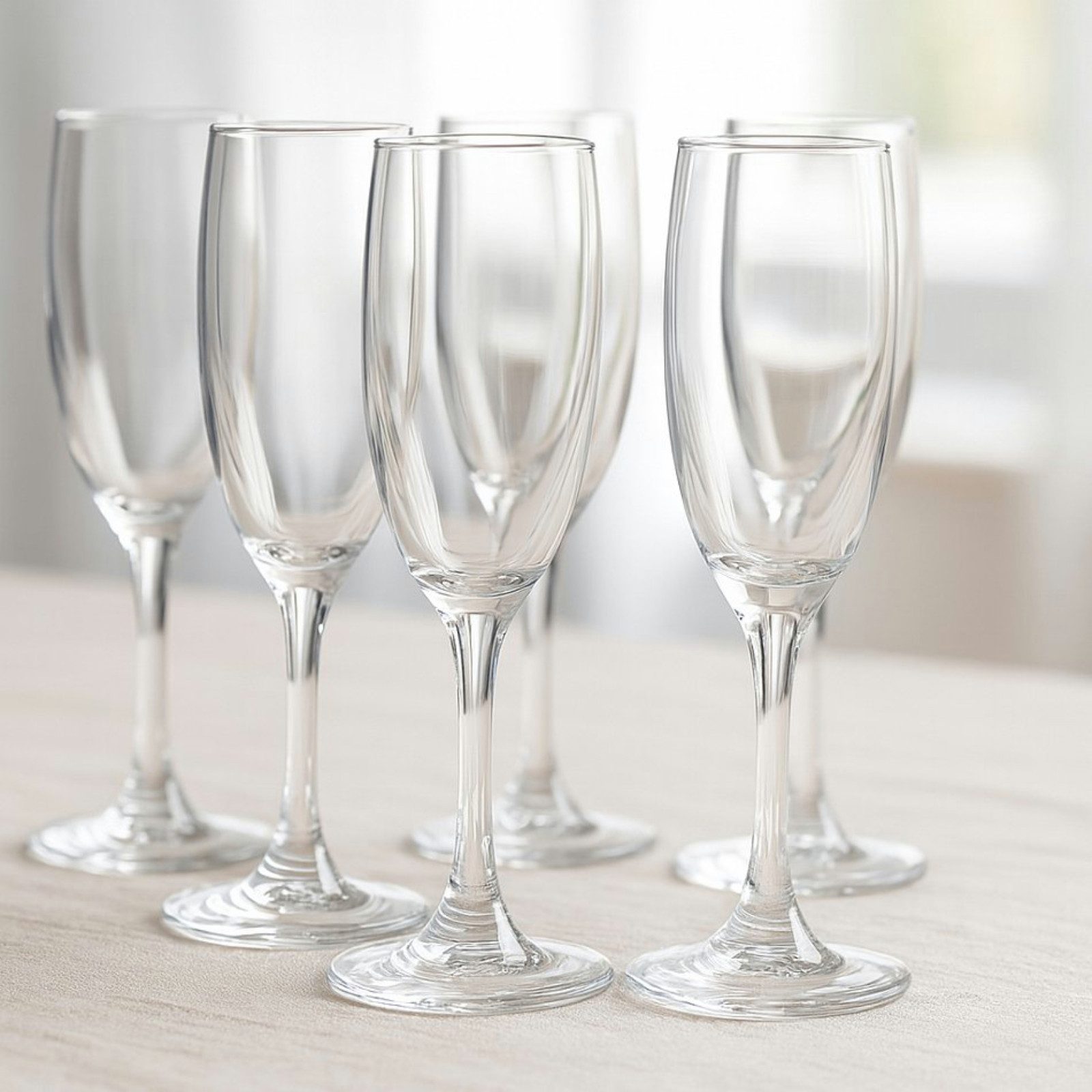 Koopman Sektglas Champagnergläser Sektgläser Gläserset Gläser Glas 6tlg, 6-tlg., Glas, Kristallglas, 190ml, Transparent, Klassisch, Feier