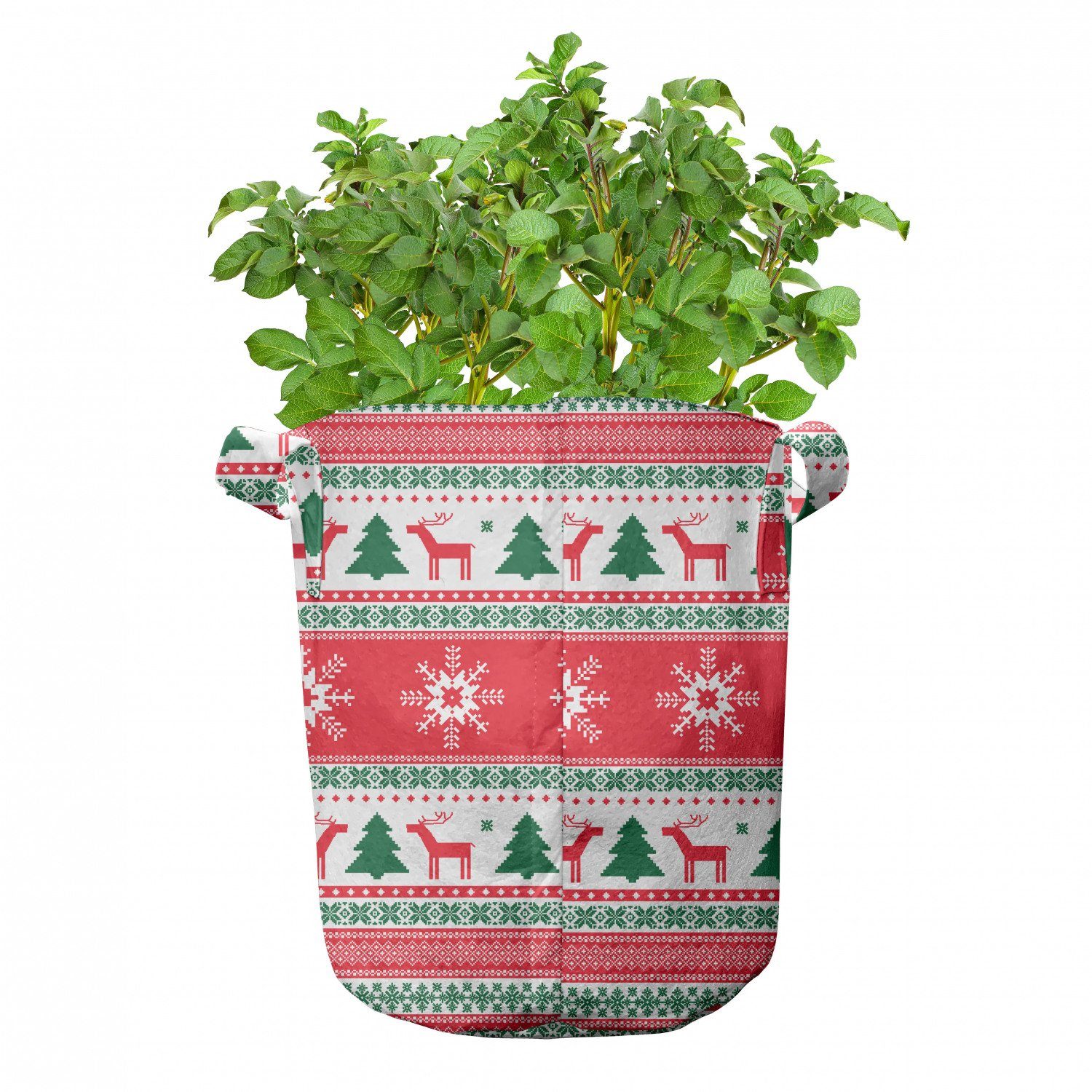 Weihnachten hochleistungsfähig für Griffen mit Pflanzkübel Snowflake Abakuhaus Stofftöpfe Reindeer Pflanzen,