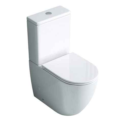 doporro Tiefspül-WC Design Stand-WC Toilette Silent-Close spülrandlose Toilette, Wandmontage