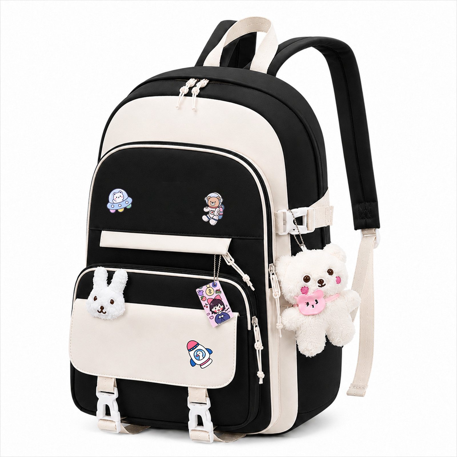 MOPUEA Schulrucksack Schulrucksack mit Laptopfach, leicht, wasserabweisend, gepolstert (Rucksack-Set, 1 Rucksack mit mehreren Fächern und gepolstertem Rücken), Leicht, wasserabweisend, atmungsaktiv, mit Trolleyband