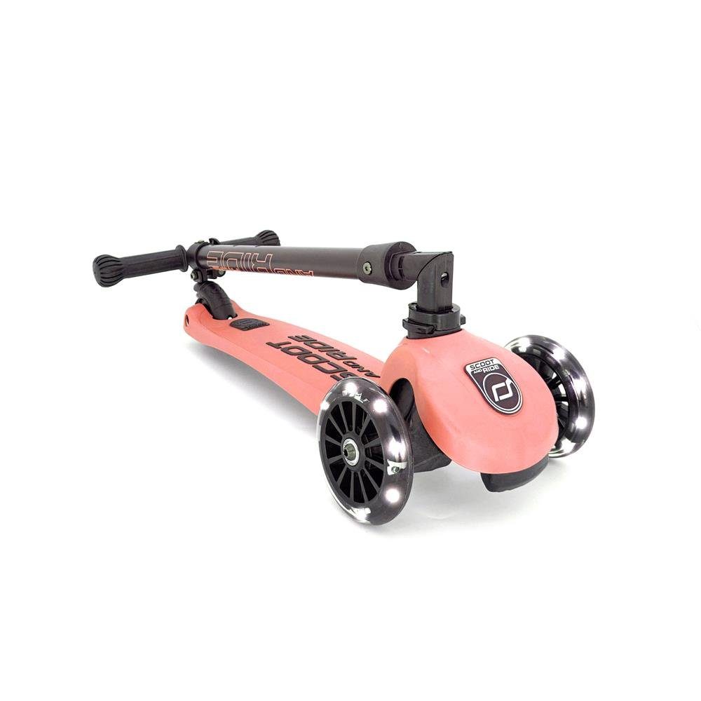 Kinderroller, Ride LED 3 Leuchträder, Roller Highwaykick höhenverstellbar, Dreiradscooter mit Scoot Peach, and