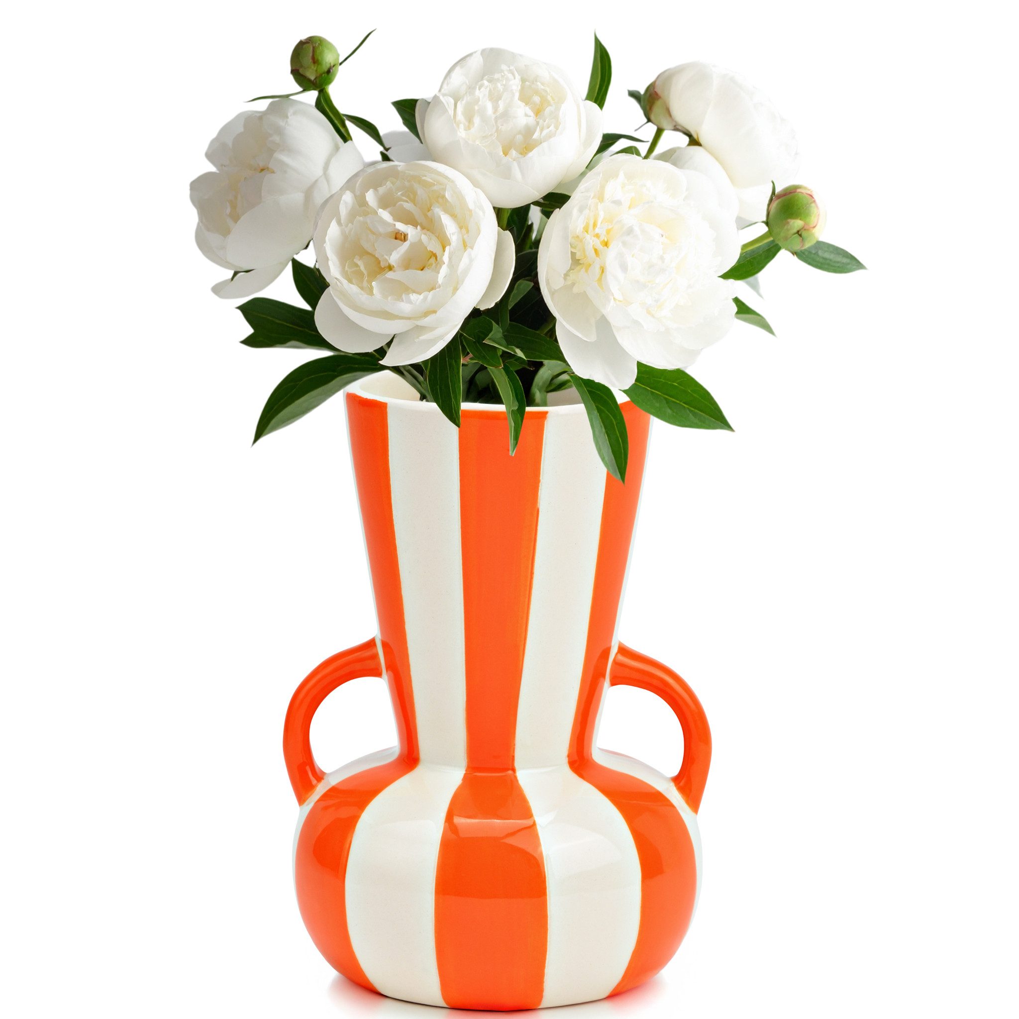 matches21 HOME & HOBBY Dekovase Blumenvase bunt gestreift, orange weiß in Ø günstig online kaufen
