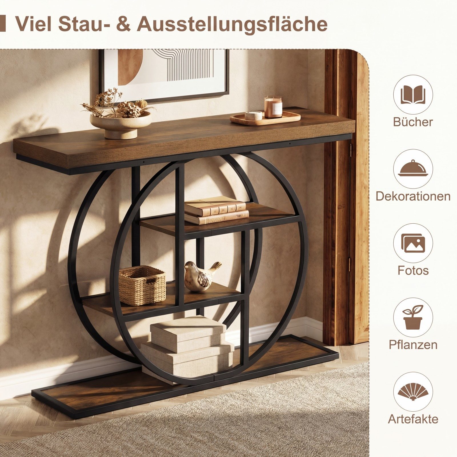 COSTWAY Konsolentisch, industrieller Sofatisch, Eingangstisch, Flurtisch