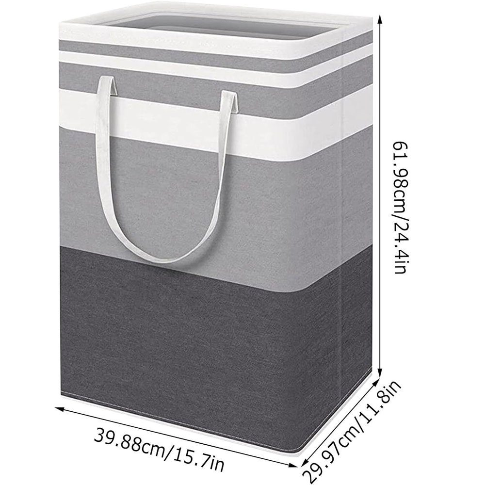 JOYOLEDER Wäschekorb Wäschesack Streifen Schwarz-weiße 2 Griffe 75 (faltbar, lange Wäschesammler Liter)